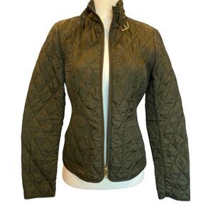 Banana Republic Green Quilted Equestrian Front Zip Field Jacket Women's XS